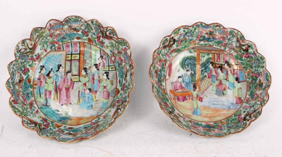 Two Rose Medallion Scalloped Bowls (1 of 7)