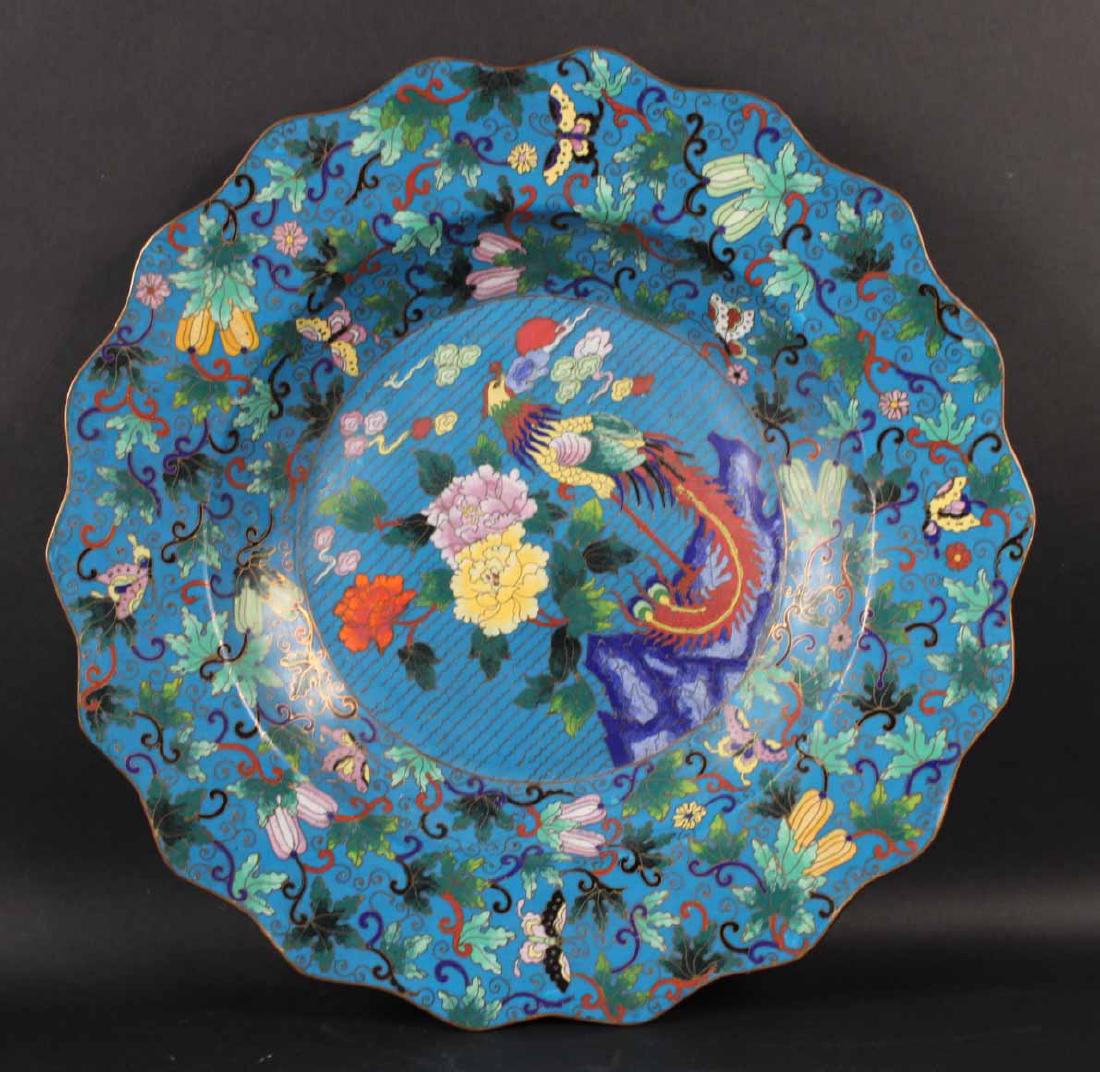 Impressive Size Chinese Cloisonne Enamel Charger (1 of 8)