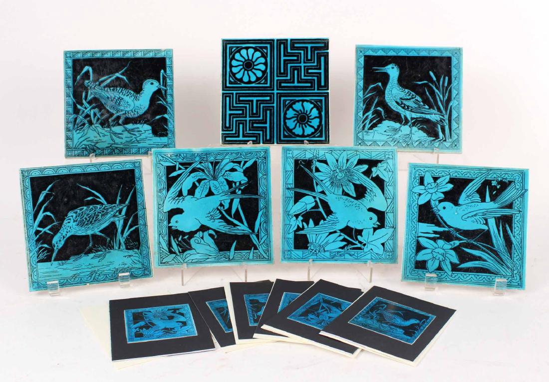Six Mintons Bird-Motif Glazed Ceramic Tiles (1 of 7)