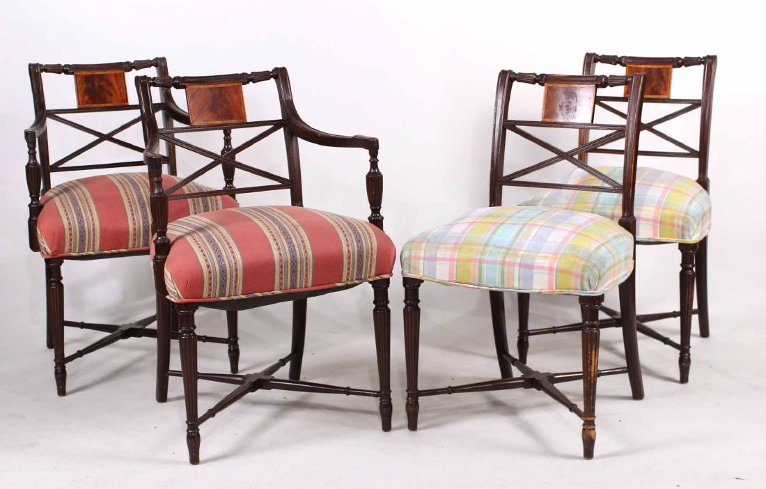 Four Federal Style Inlaid Mahogany Dining Chairs (1 of 9)