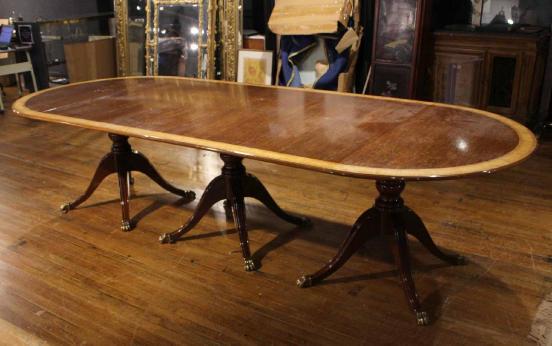 Regency Style Three Pedestal Dining Table (1 of 6)