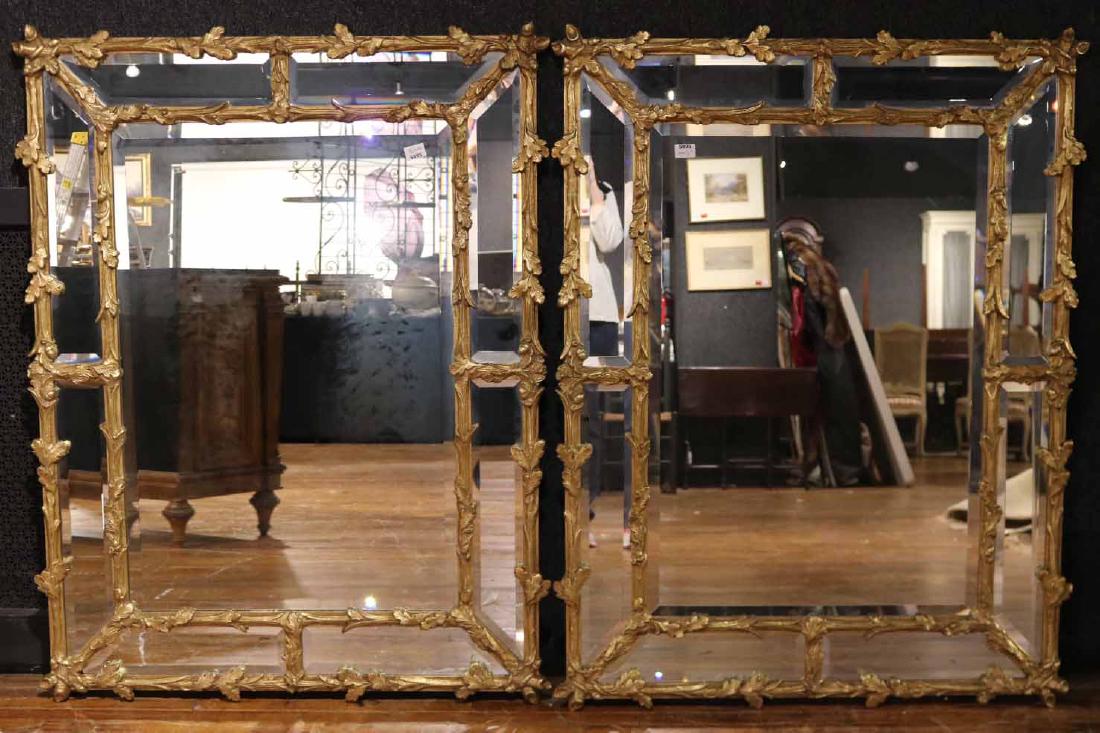 Pair of Rococo Style Giltwood Pier Mirrors: 20th C. 4'4"h x 40"w
