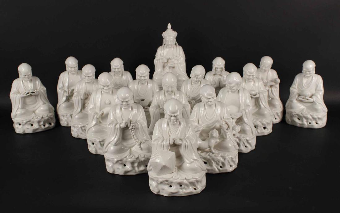 17 Blanc de Chine Lohan of Buddhist Temples: 8 1/2"h