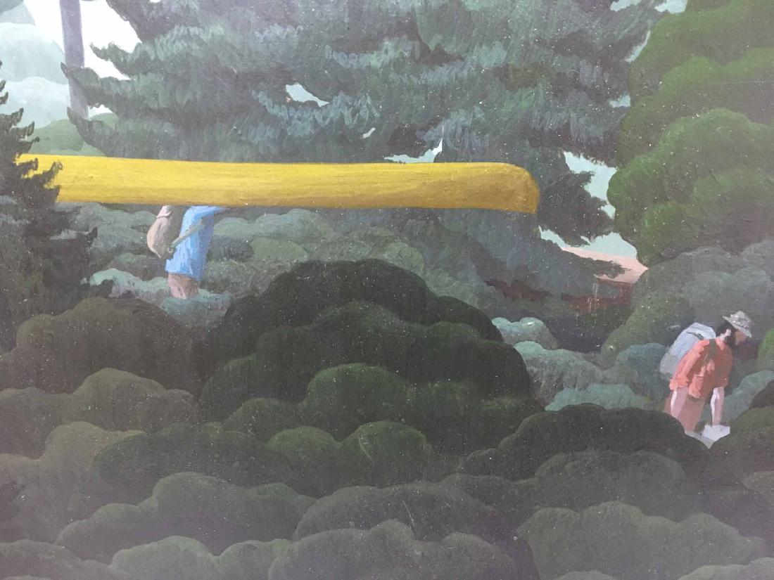 OIL ON BOARD LANDSCAPE WITH FIGURES AND CANOE (1 of 2)