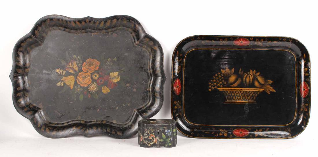 TWO TOLE PAINTED TRAYS (1 of 10)