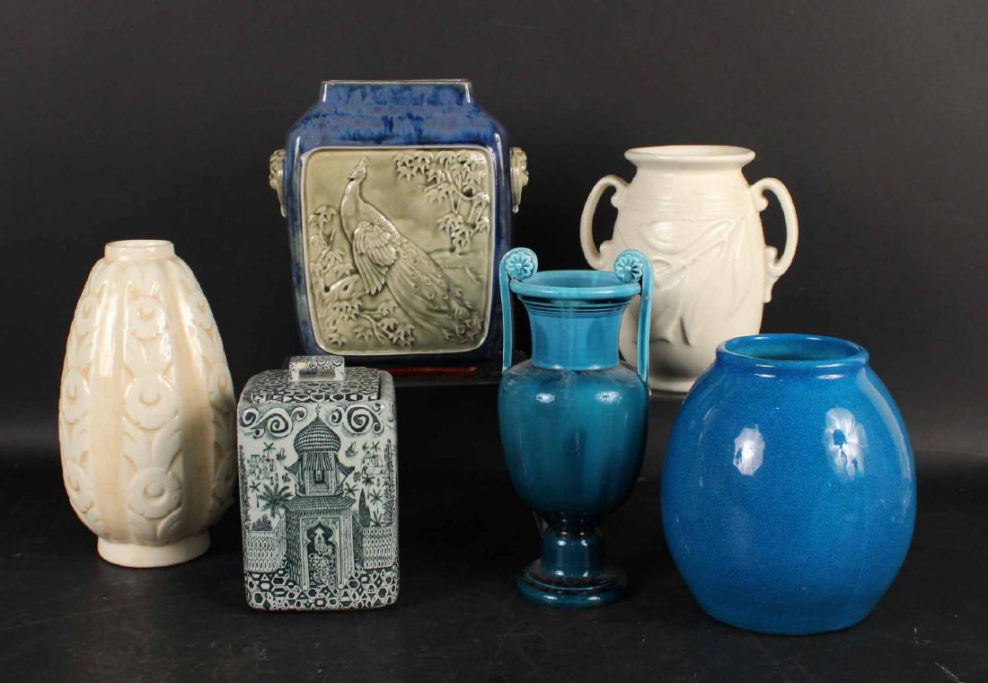 FIVE GLAZED PORCELAIN VASES (1 of 8)