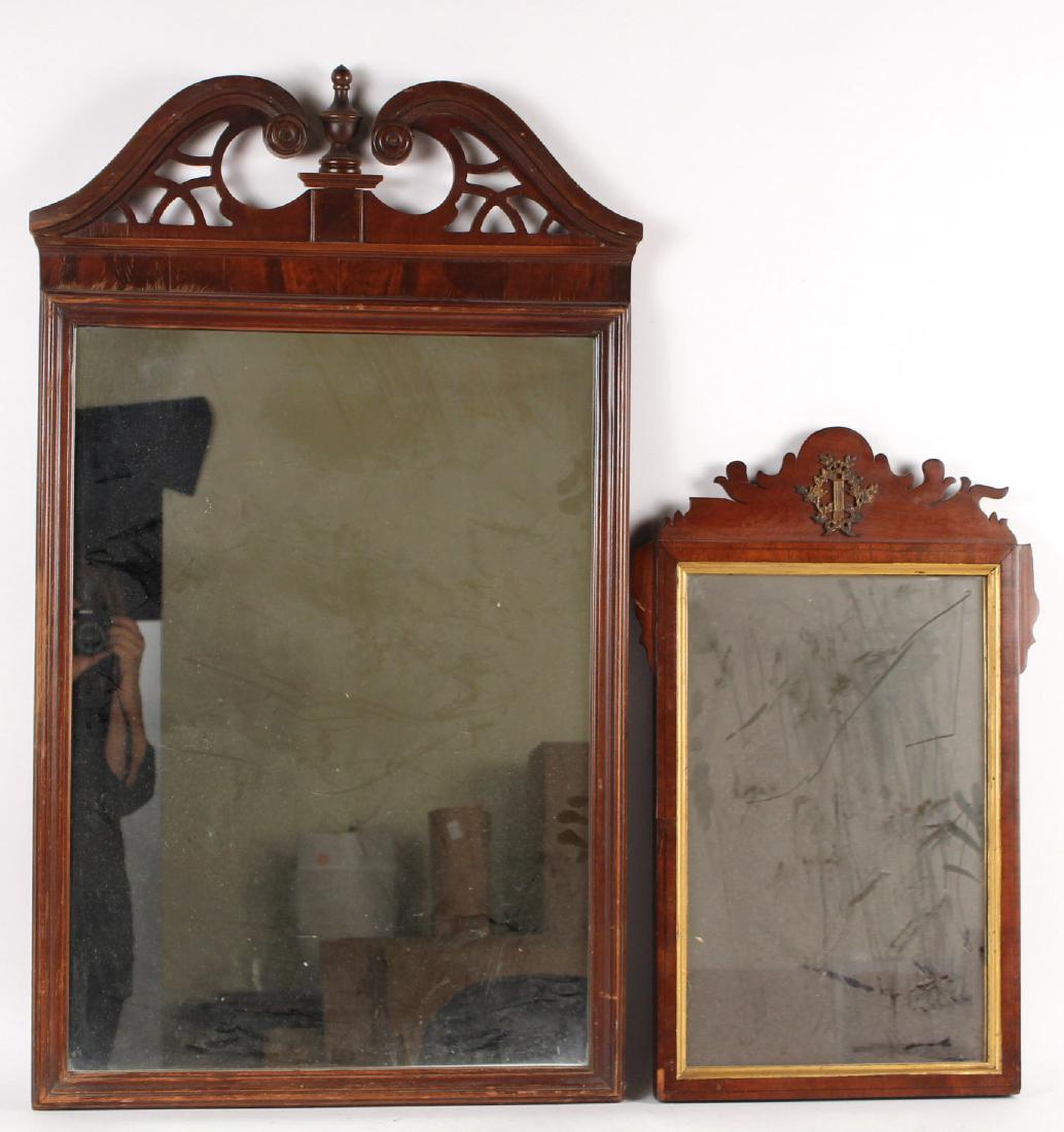 WALNUT AND GILT DECORATED WALL MIRROR (1 of 9)