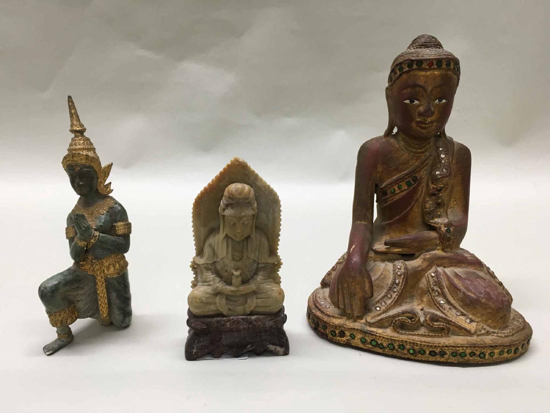 GROUP OF THREE ASSORTED ASIAN STATUES (1 of 8)