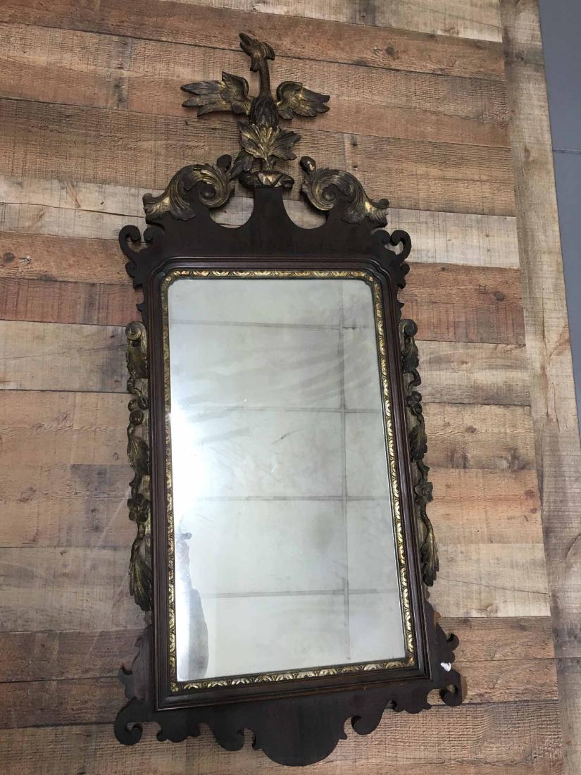 CHIPPENDALE STYLE MAHOGANY HANGING WALL MIRROR (1 of 3)