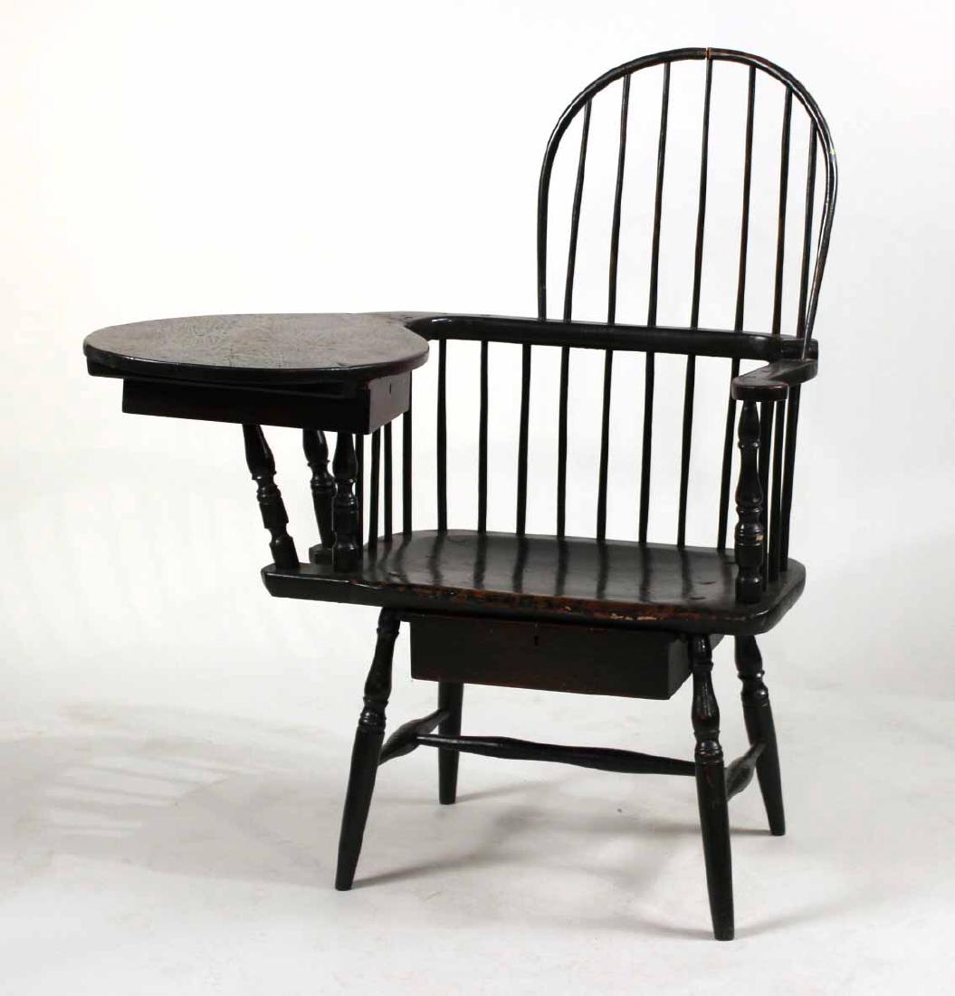 Green-Painted Windsor Writing Armchair (1 of 9)