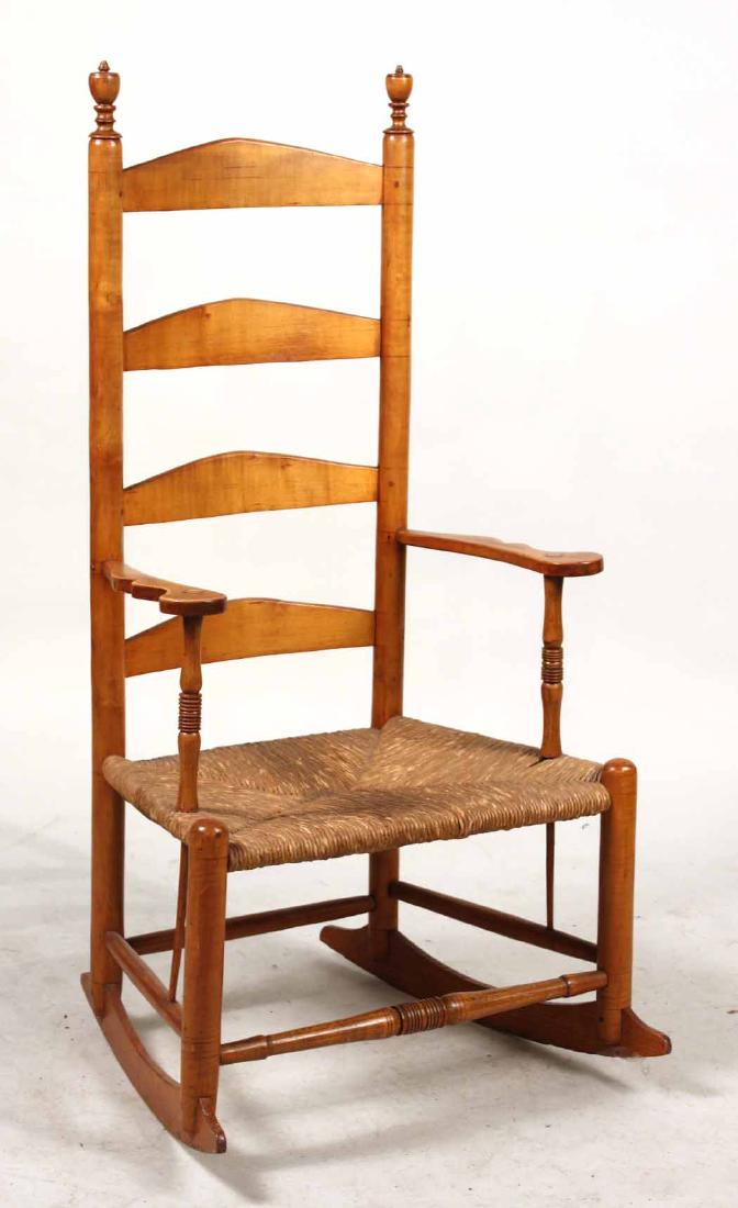 Rush Seat Maple Ladder-Back Rocking Chair (1 of 10)