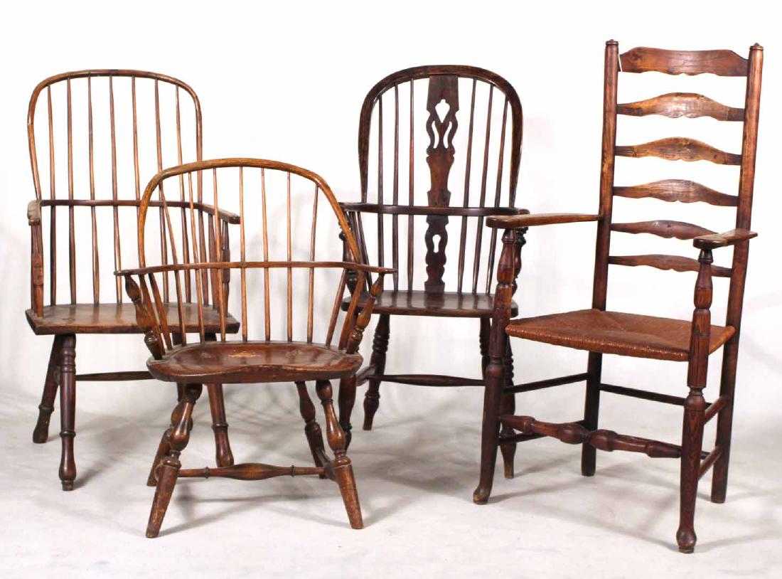 Four Yew Wood Armchairs (1 of 10)