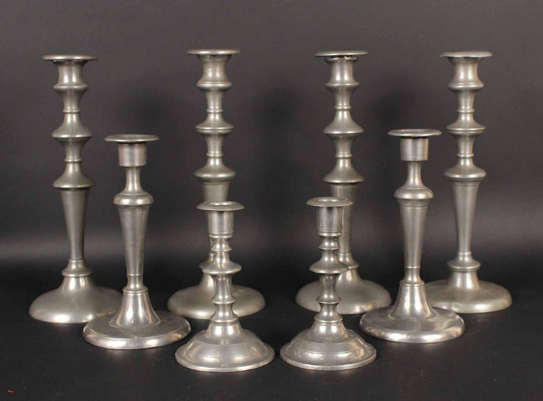 Eight Pewter Candlesticks (1 of 10)