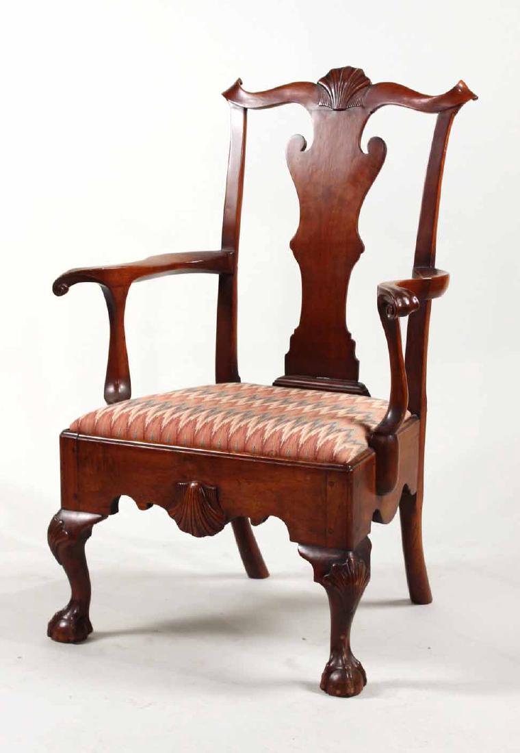 Chippendale Carved Walnut Open Armchair (1 of 10)