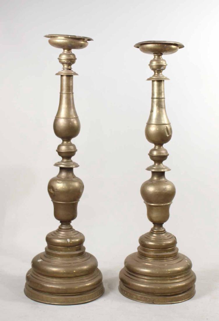 Pair of Baroque Style Brass Altar Candlesticks (1 of 7)