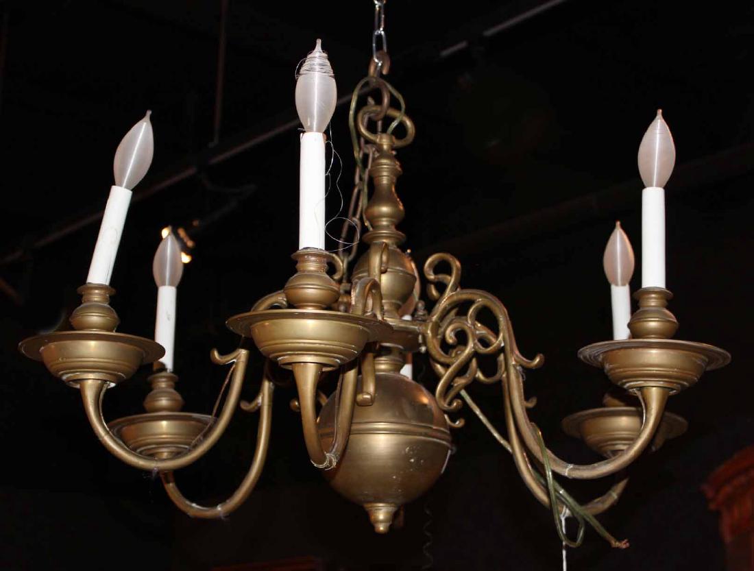 Dutch Baroque Style Brass Six-Light Chandelier (1 of 4)