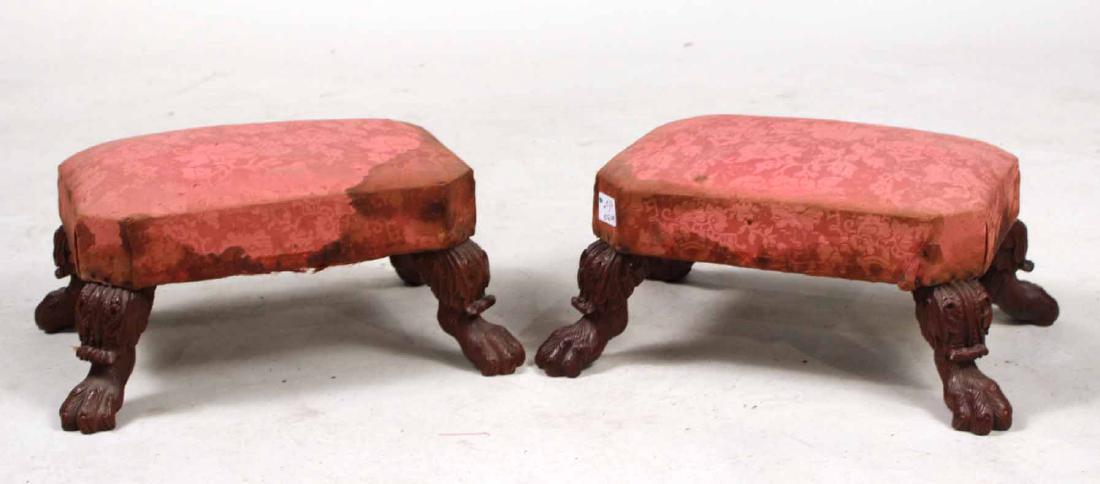Pair of Empire Carved Mahogany Footstools (1 of 6)