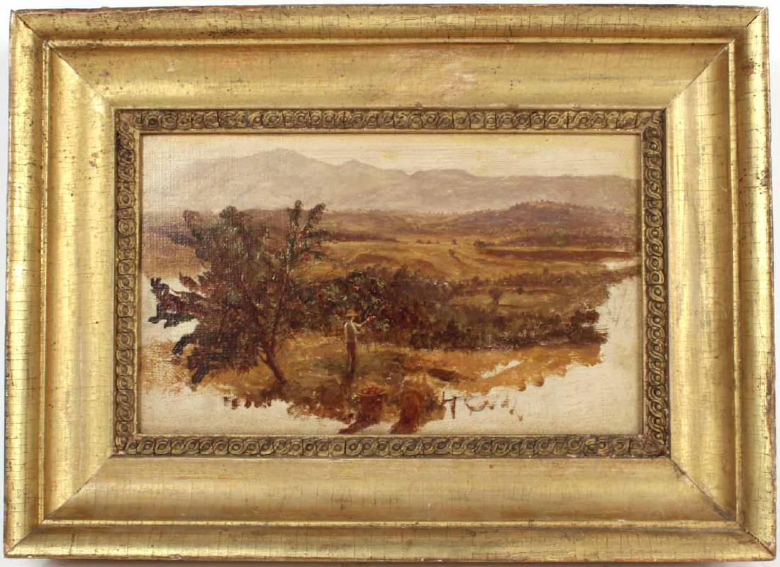 Oil on Canvas Landscape with Man Picking Apples (1 of 6)