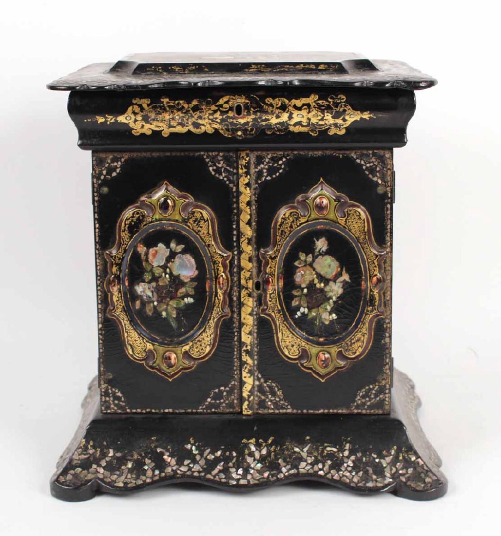 Victorian Mother of Pearl &Paper Mache Sewing Box (1 of 10)