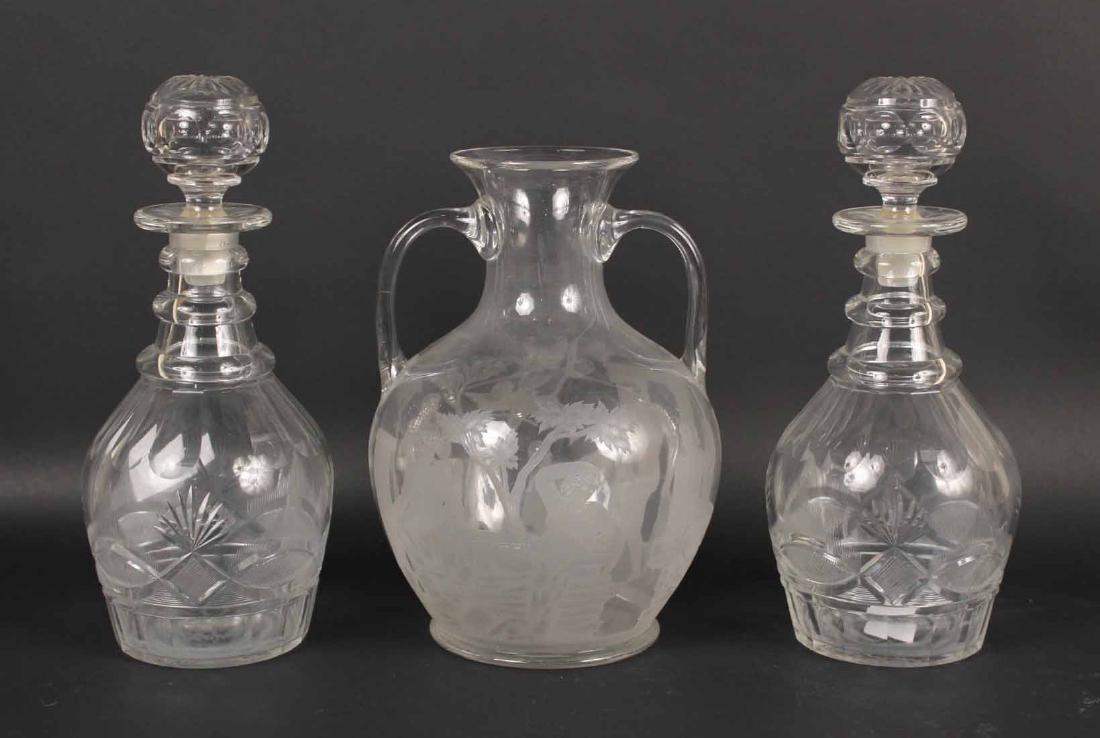 Pair of Colorless Cut Glass Decanters (1 of 7)