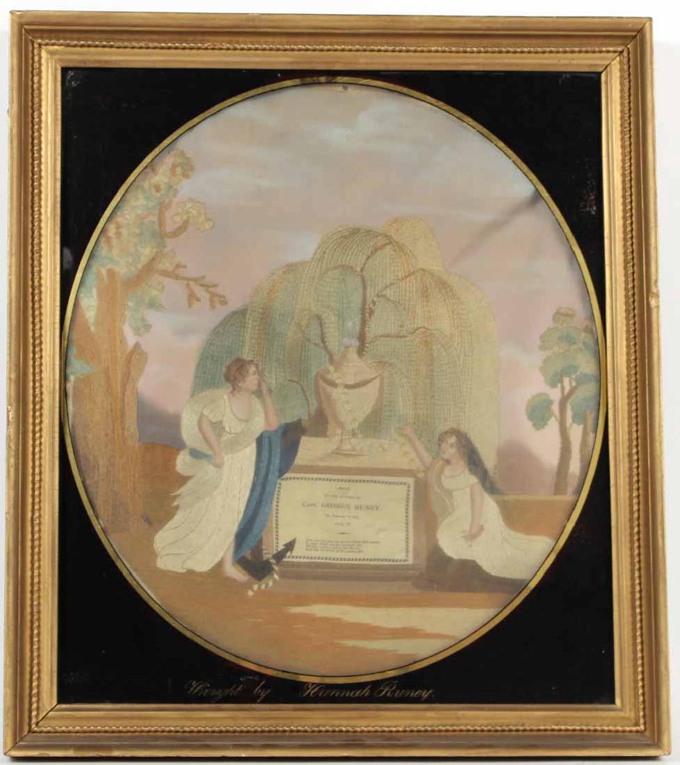 Egloisme Framed Needlework on Silk Mourning Scene (1 of 10)