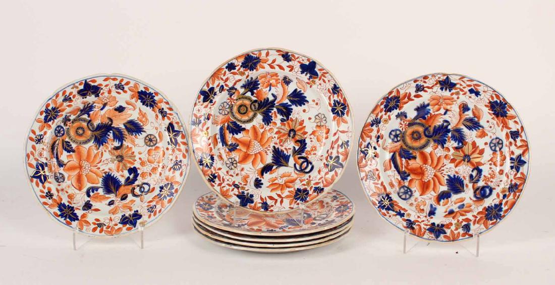 Seven Mason's Ironstone Luncheon Plates: 8"d
