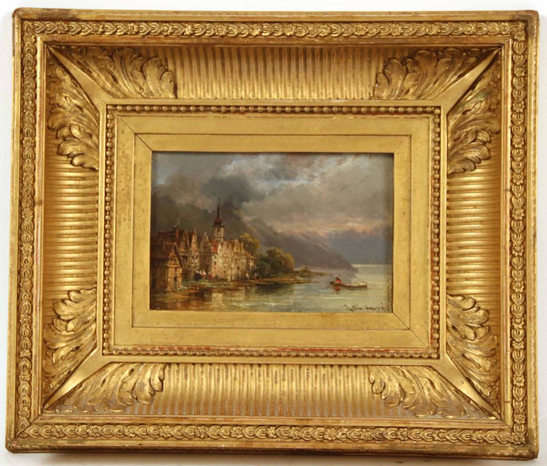 Oil on Board, Landscape, Pierre Justin Ouvrie: French, 1806-1879. Signed l.r. 4"h x 6"w