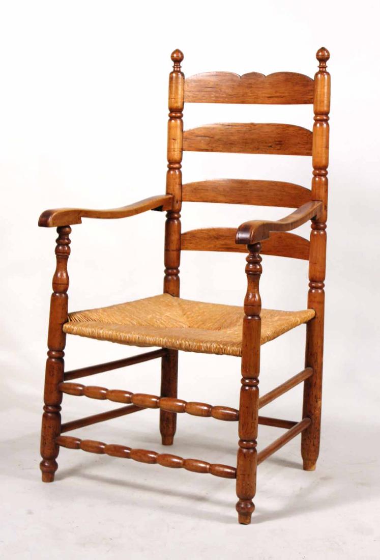 Turned Maple Rush Seat Slat-Back Armchair (1 of 9)