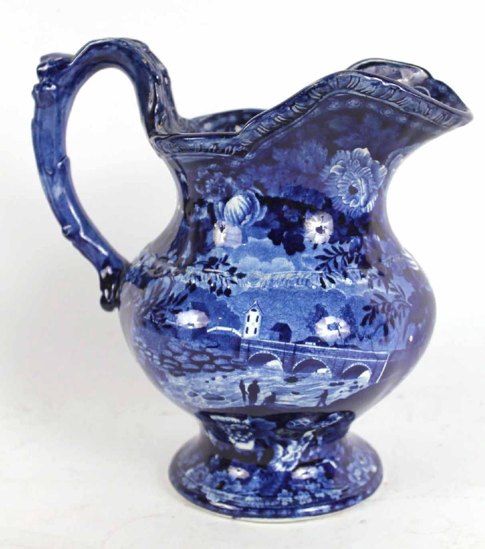 Blue Staffordshire Transferware Pitcher (1 of 8)