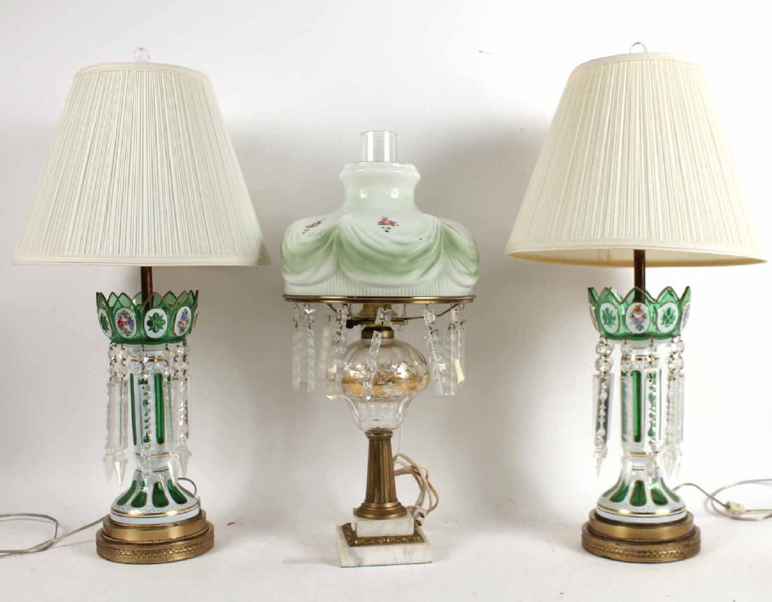 Pair of Cased Glass Lustres Table Lamps (1 of 6)