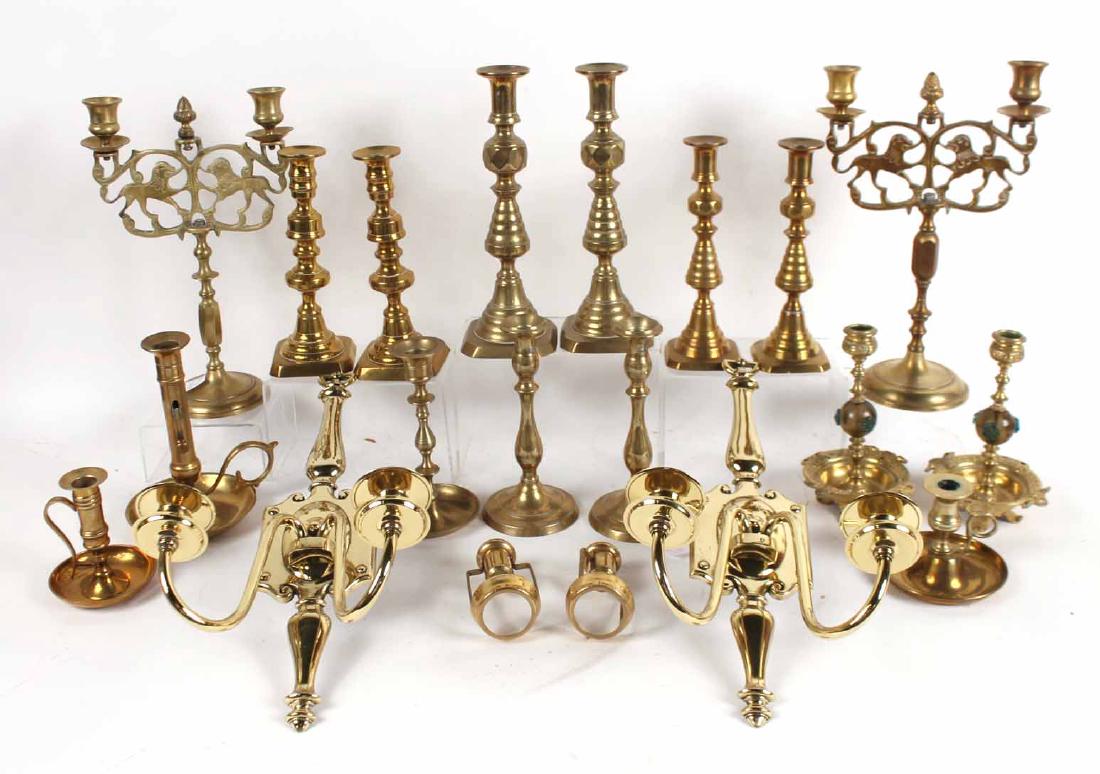 Large Group of Brass Candlesticks (1 of 8)