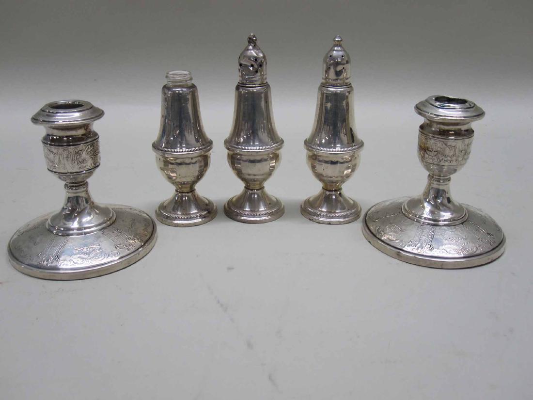 PAIR OF STERLING SILVER WEIGHTED CANDLESTICKS (1 of 4)