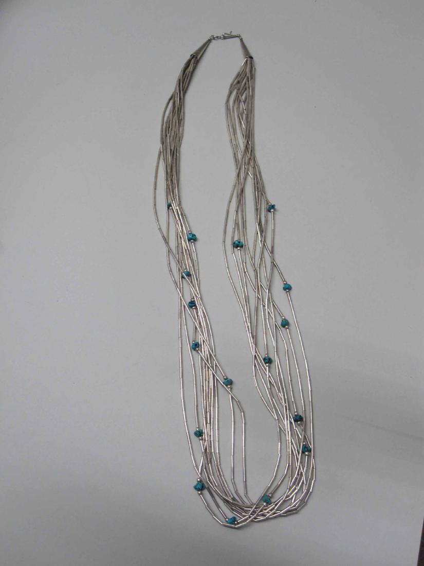 THREE NATIVE AMERICAN STERLING SILVER NECKLACES (1 of 5)
