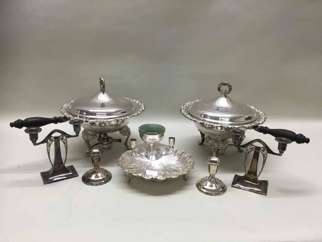 GROUP OF ASSORTED SILVER PLATED TABLE ARTICLES: 20th C.