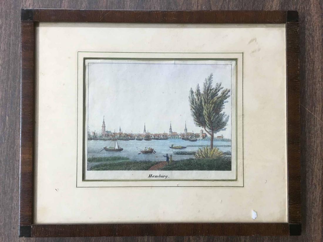 TWO GERMAN HARBOR VIEW PRINTS. (1 of 9)