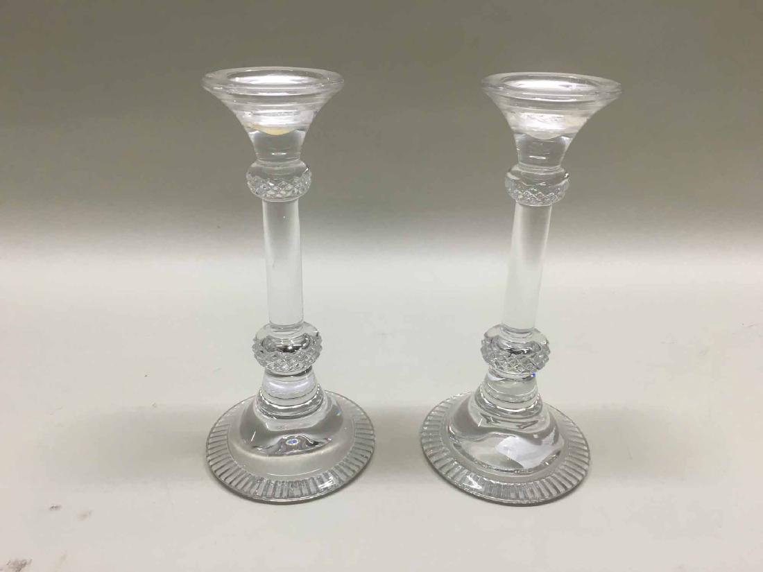 PAIR OF NAMBE COLORLESS GLASS CANDLESTICKS (1 of 2)