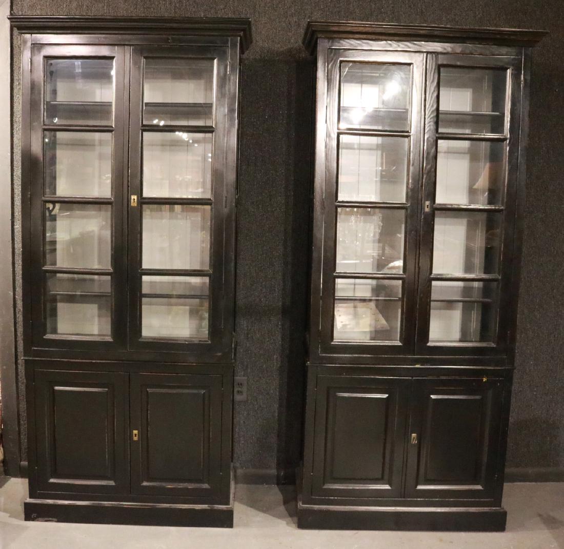 PAIR OF EBONIZED TALL DISPLAY CABINETS (1 of 4)