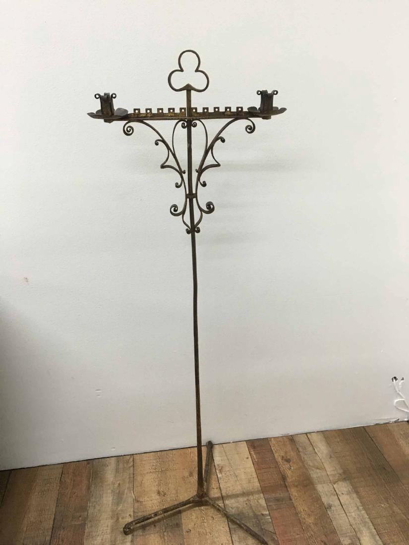 GOTHIC STYLE WROUGHT-IRON TWO-LIGHT CANDELABRUM (1 of 5)