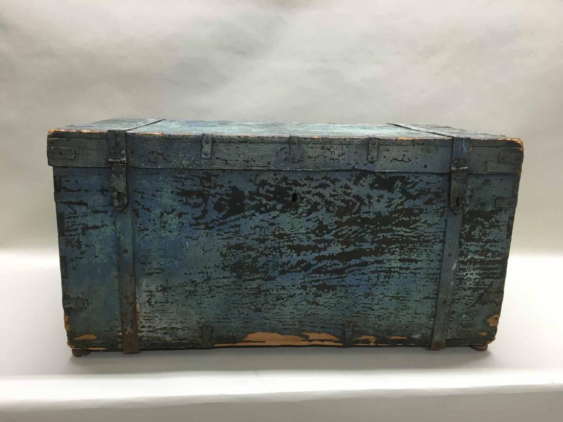 LARGE BLUE PAINTED TRUNK (1 of 8)