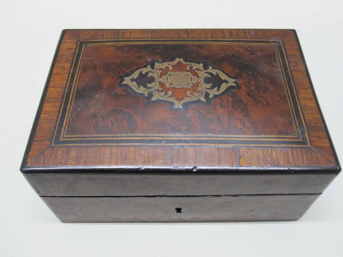 VICTORIAN CARVED AND INLAID WOOD SEWING BOX (1 of 4)
