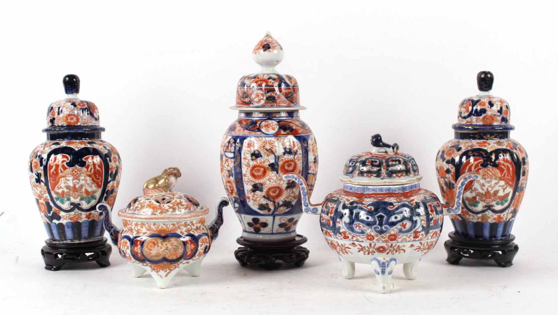 Five Imari Porcelain Covered Urns (1 of 10)