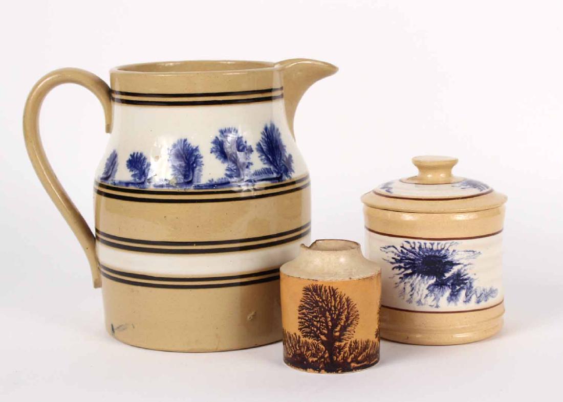 Mochaware Pitcher, Blue Seaweed Decorated (1 of 10)