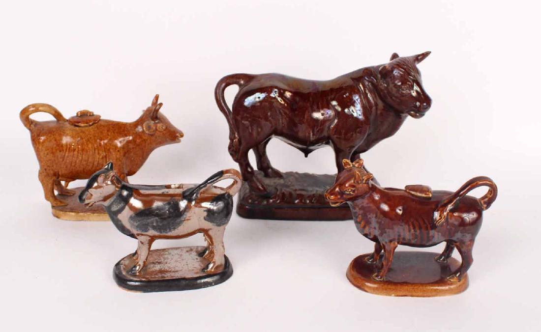 Three Ceramic Rockingham Glazed Cow Creamer's (1 of 10)
