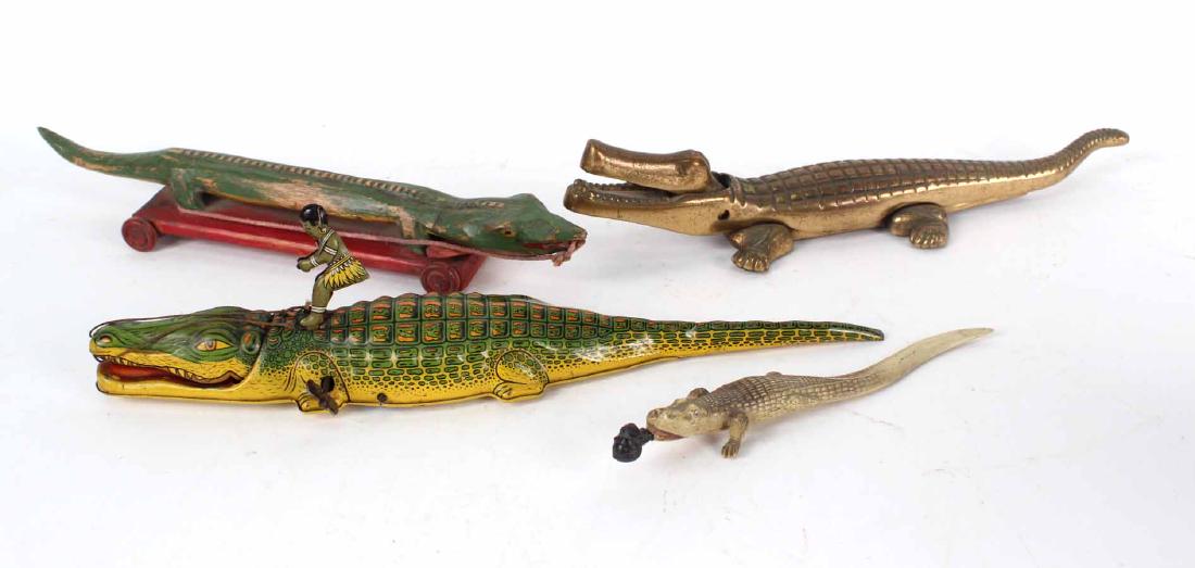 Tin Wind-Up "Native on Alligator" Toy (1 of 6)