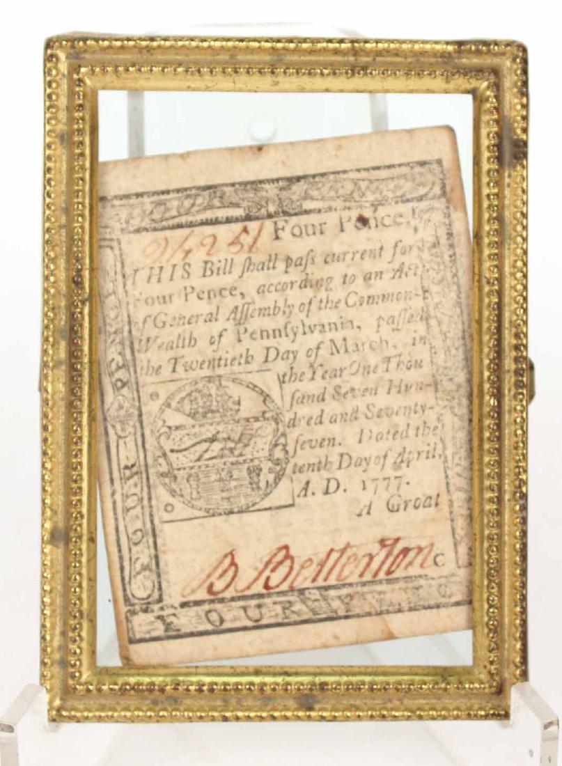 Framed Colonial Currency Four Pence Note (1 of 3)