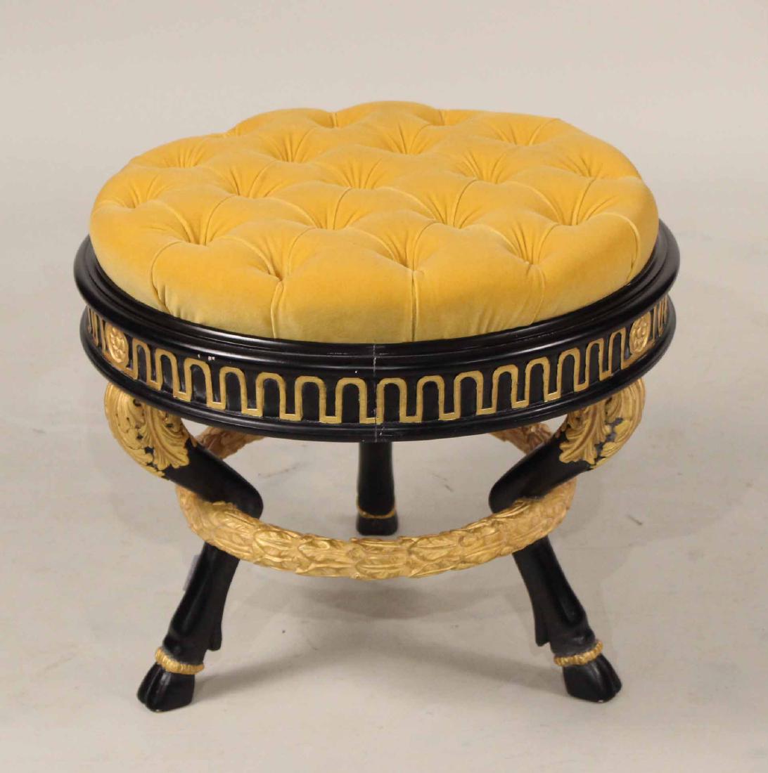 Neoclassical Style Ebonized and Gilt Stool (1 of 9)