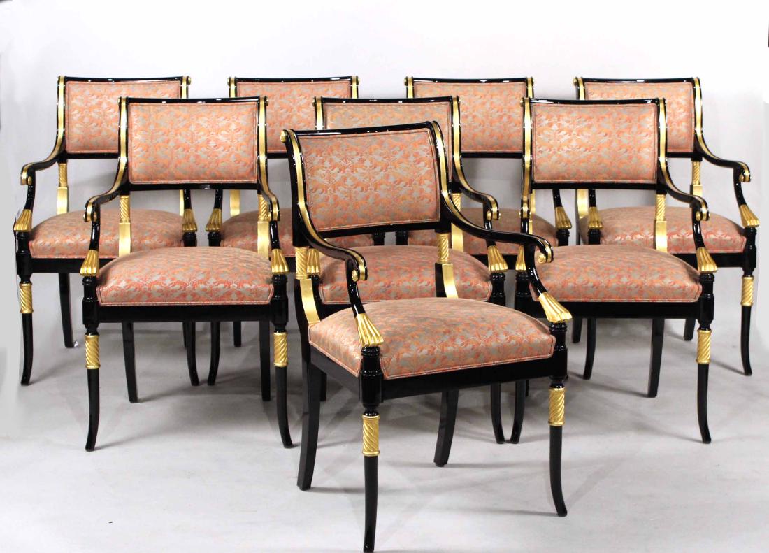 Eight Ebonized and Parcel-Gilt Dining Chairs (1 of 10)
