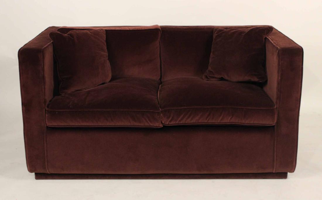 Contemporary Burgundy-Upholstered Love Seat (1 of 8)