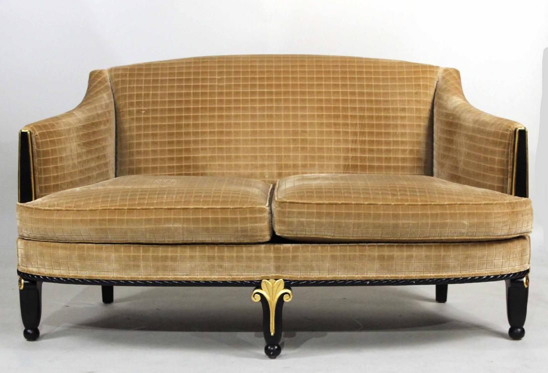 Neoclassical Style Ebonized and Gilt Love Seat (1 of 6)