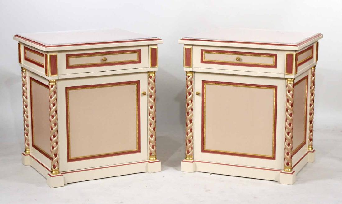 Pair of Paint-Decorated Bedside Cabinets (1 of 8)